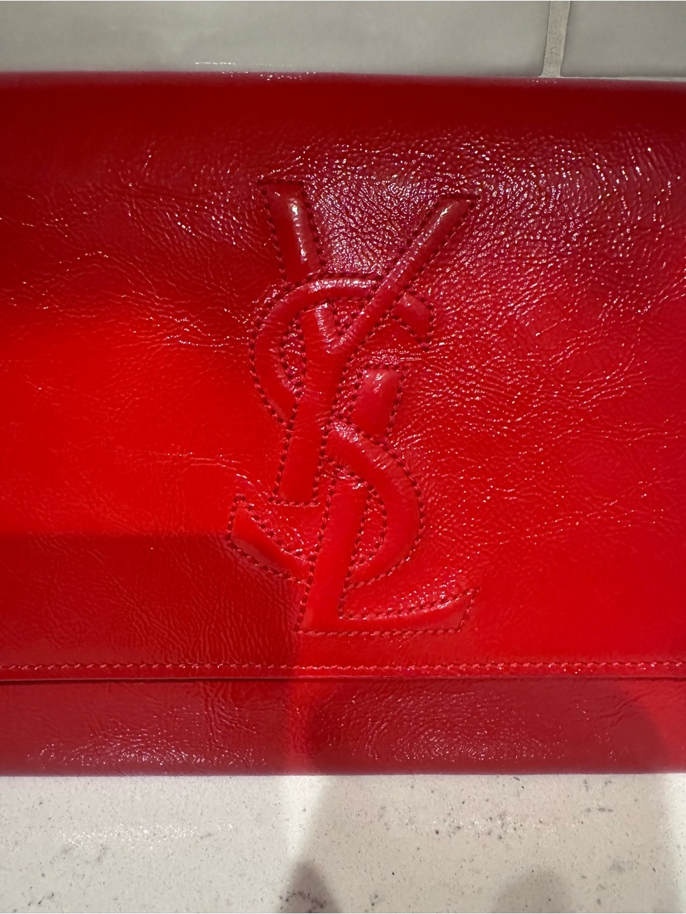 Saint Laurent Belle de Jour Red Patent Leather Large Clutch - Picture 2 of 10